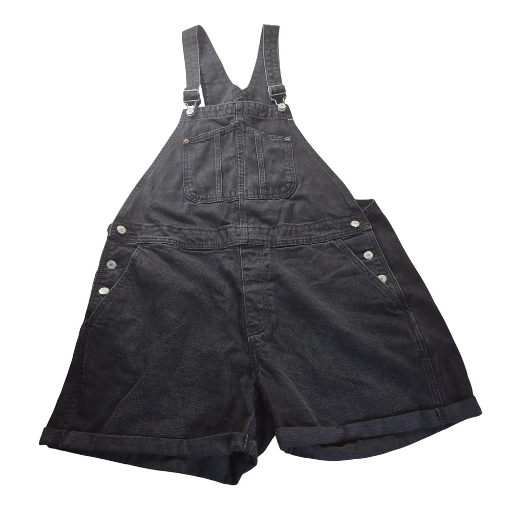 Old Navy Black Denim Shortalls 549515-00-1 Womens XL 90s Grunge Retro Festival